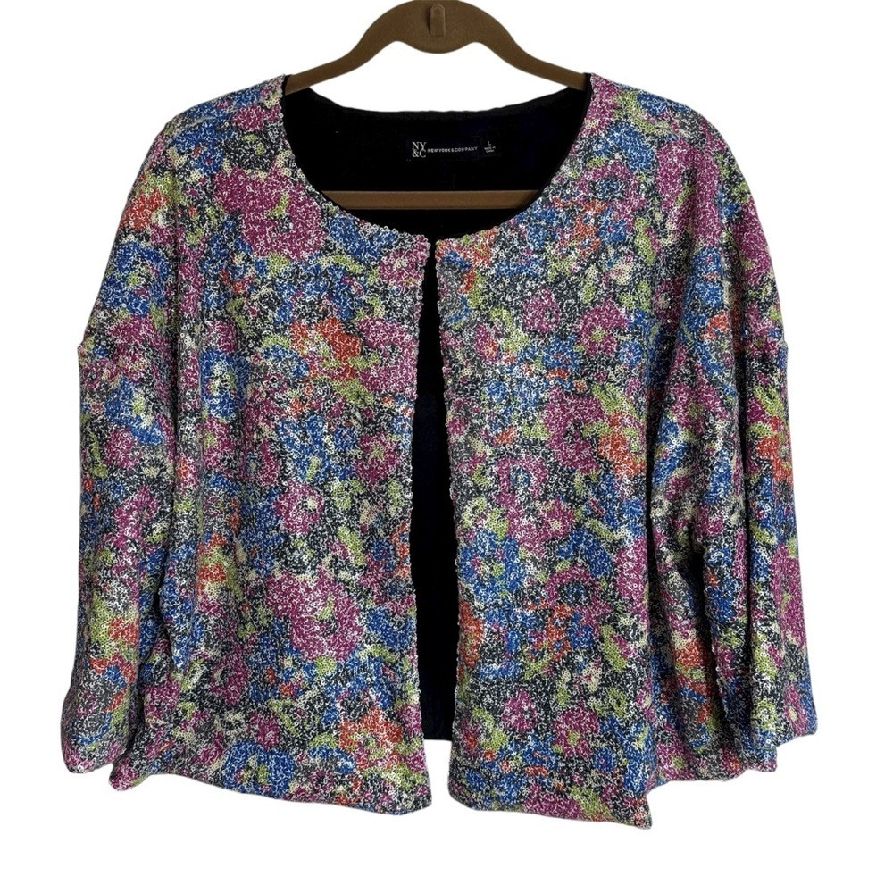 New York and Company Sequin Multicolor Jacket Large